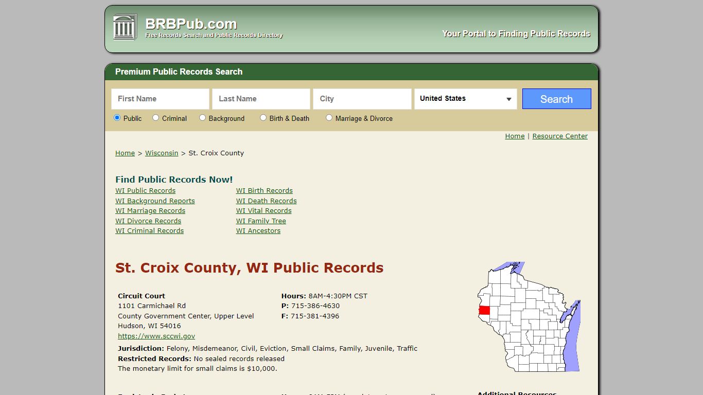 St. Croix County, WI Public Records - BRB Pub